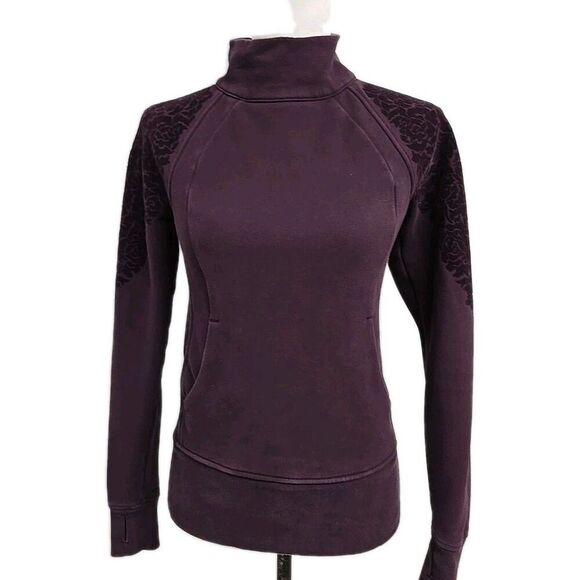 Lululemon Tops - Lululemon Floral Flock Pullover Sweatshirt Black Berry Women's Size 4